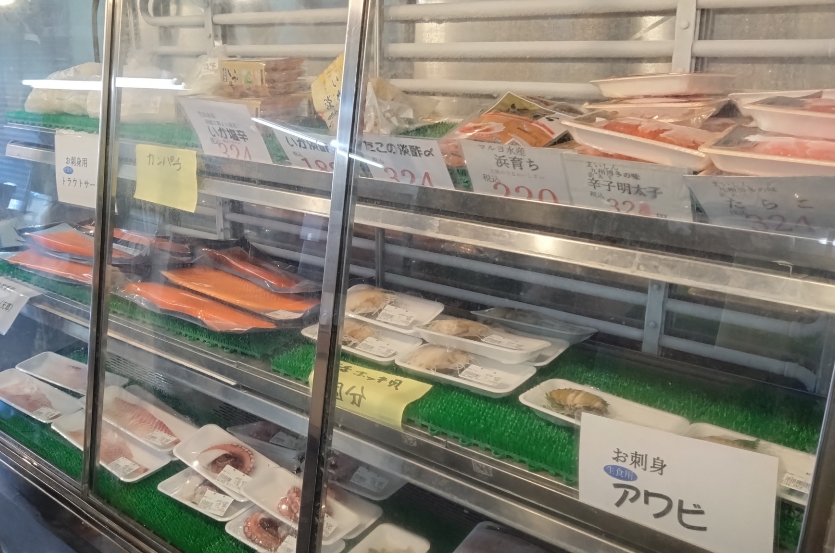 ショーケースに並ぶ魚