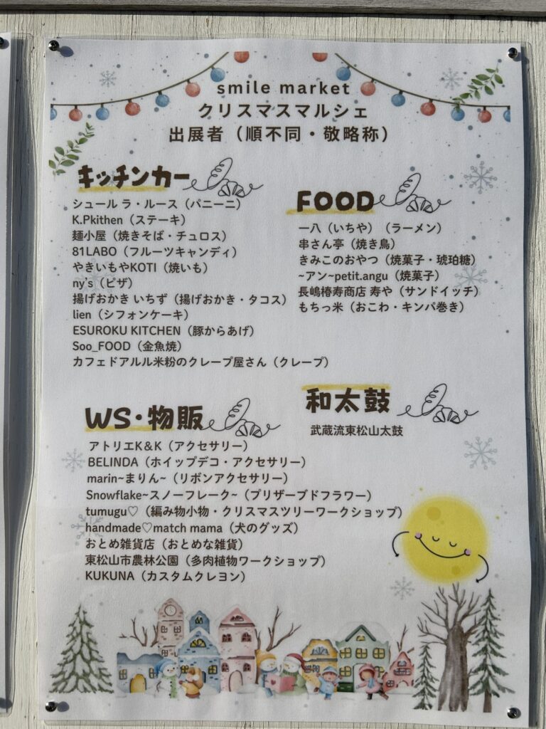 クリスマスマルシェのチラシ裏