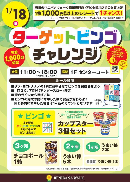 ねらって！投げて！ターゲットビンゴのチラシ