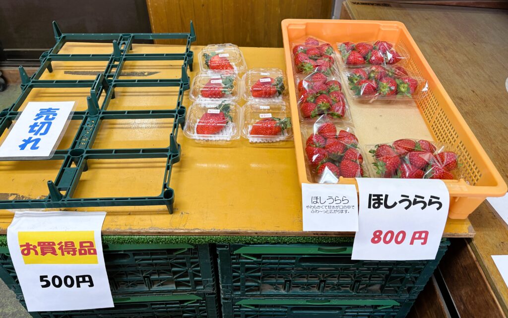 陳列されているイチゴ