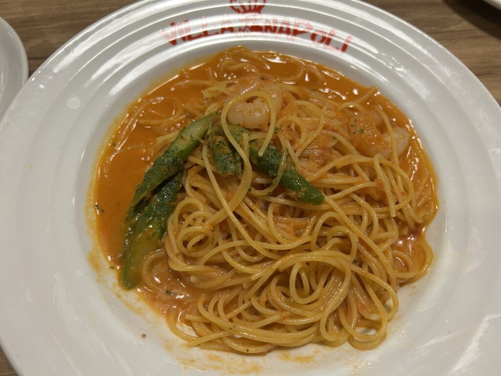 注文したパスタ