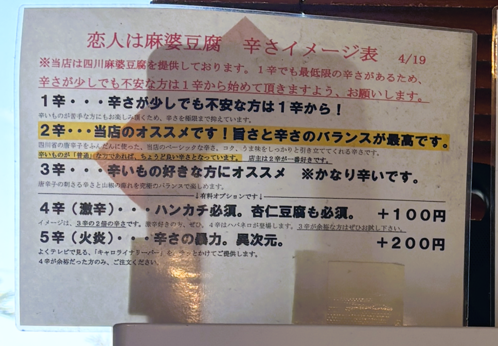 辛さの選び方の説明