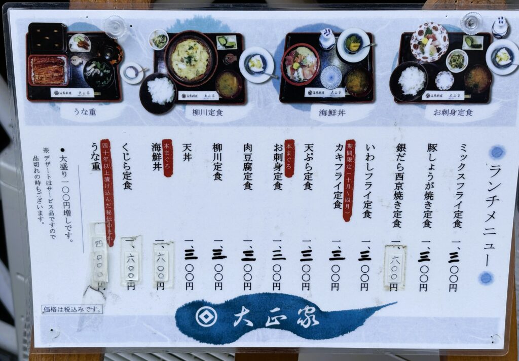 ランチメニュー表