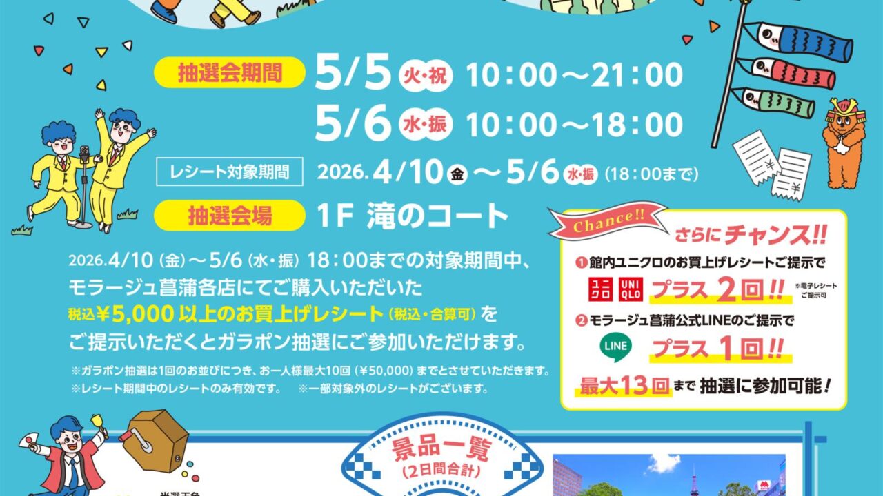 レシートを貯めてチャレンジ!GWレシート大抽選会