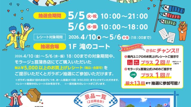 レシートを貯めてチャレンジ!GWレシート大抽選会